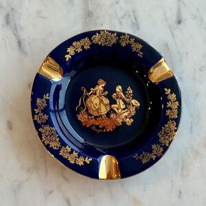 Vintage Limoges Castel France Royal Blue SET 2 dishes
